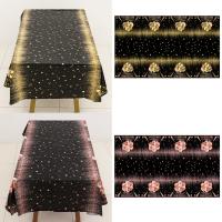 Mantel Desechable De 220x130 Cm Negro Y Oro Rosa Para Fiesta De Cumpleaños Decoración Para Hombres Y Mujeres Mantel Cubierta De Fiesta Suministros - details 2