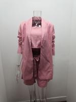 Conjunto De Mujer Primavera/Verano Top De Tanque Sólido Chaqueta De Moda Shorts De Cintura Alta Tres Piezas High Street Polyester - details 3