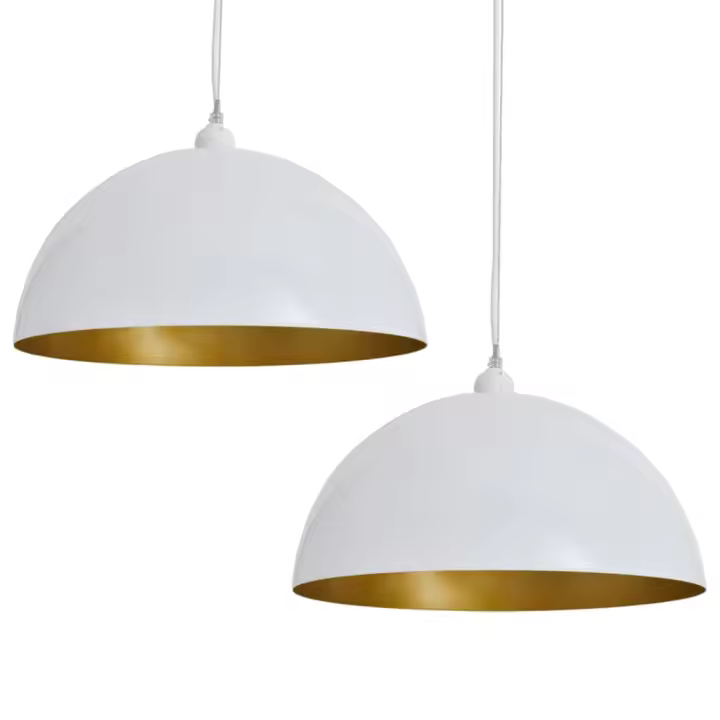 vidaXL 2x Lámparas Techo Altura Ajustable Moderna Semiesférica y Dorado Color Blanco,  Negro, y mas - 1