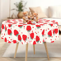 Mantel Rectangular De Fresa Vibrante 1 PC Decorativo Para Cocina Hogar Fiesta Primavera Verano Celebraciones De Vacaciones Material Poliéster Impermeable Estilo Moderno - details 2