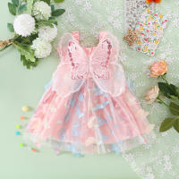 Vestido De Princesa Para Bebé Niña Verano Con Alas De Mariposa 3D Tirantes Colgantes Vestido De Malla Lindo Y Moda Para Niñas De 1-2 Años - details 1
