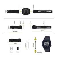Ociodual Repuesto Correa de Silicona Pasadores Metal Compatible con Reloj Casio F91W F-91W Negro Recambio Resina Resortes - details 5