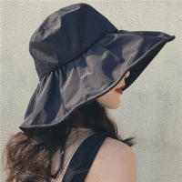 Sombrero De Pescador Grande Para Mujer Protección Solar Verano Negro Sombrilla Estilo Coreano Sombrero De Protección Solar - details 4