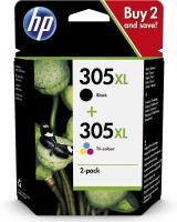 HP 305XL 6ZA94AE Negro y Tricolor (3YM62AE + 3YM63AE) Cartuchos de Tinta de Alta Capacidad Originales Compatible con Impresoras de Inyección de Tinta HP DeskJet 2810, 2820, 2710, 2720, 2721 HP Deskjet Plus 4110, 4120, 4130; HP Envy 6020, 6030, 6400 y 6430 - details 0