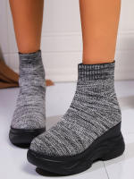 Botas De Pies Altos Para Mujer Invierno 2024 Moda Nueva Zapatos De Caminar Cómodos Botas De Nieve Góticas Tendencia PU Material - details 15