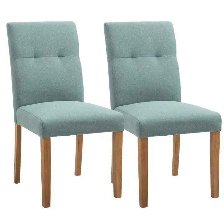 HOMCOM Juego de 2 sillas de comedor Sillas de comedor con asiento tapizado Silla tapizada Silla de cocina Tejido de lino y poliéster Espuma Madera de caucho 50 x 62 x 96 cm - 1