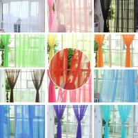 Cortina De Tules Colorida Transparente Y Sutil En Poliéster Para Dormitorio Cocina Sala De Estar Habitación De Niños Aula Con Bolsa De Acero En Rojo Negro Azul Verde - details 1