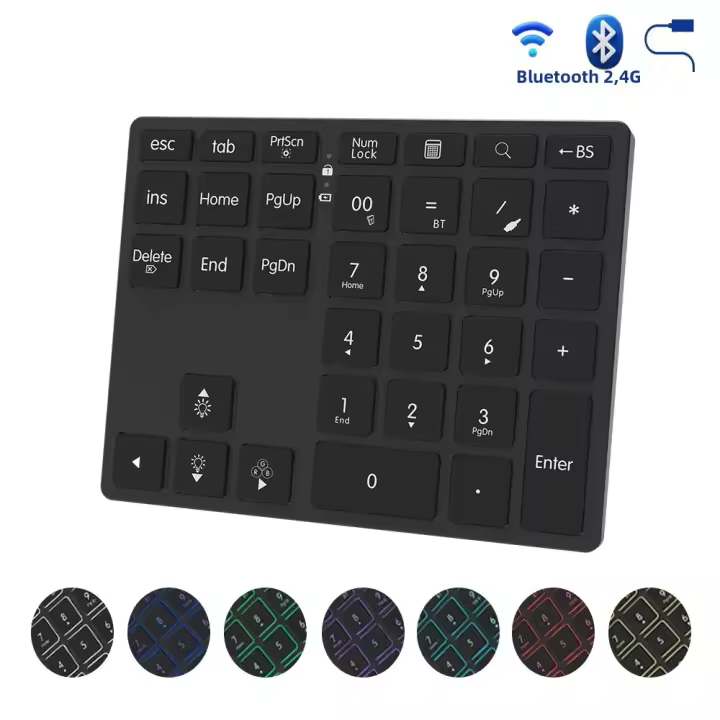 Teclado Numérico Portátil SeenDa Con Retroiluminación RGB Bluetooth Recargable 34 Teclas Estilo Delgado Para Entrada De Datos - 1