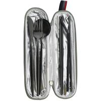 Juego De Comedor Portátil Para Viajes Y Senderismo Con Bolsa Cuchillo Tenedor Cuchara Palillos De Acero Inoxidable Reutilizable Color Plata - details 8