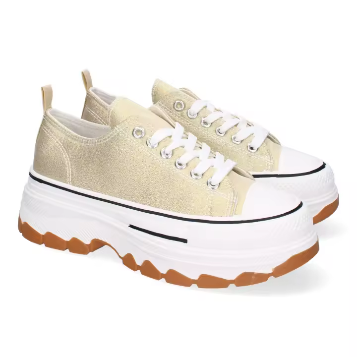 Deportivas doradas cómodas en lona para mujer EV-99 - 1