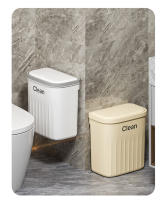 Basurero De Baño Plegable 12/16L Con Tapa Y Soporte En La Pared Recipiente De Residuos Impermeable Para Inodoro Estilo Rectangular - details 13