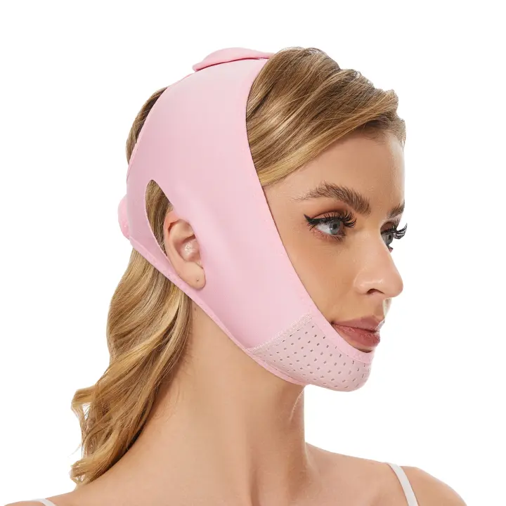Mascarilla Levantadora De Rostro Para Mujeres Disminuidora De Doble Mentón Levantador De Pecho V Line Modelador Adelgazante De Mentón Con Tira Elíptica Para Lifting Facial - 1