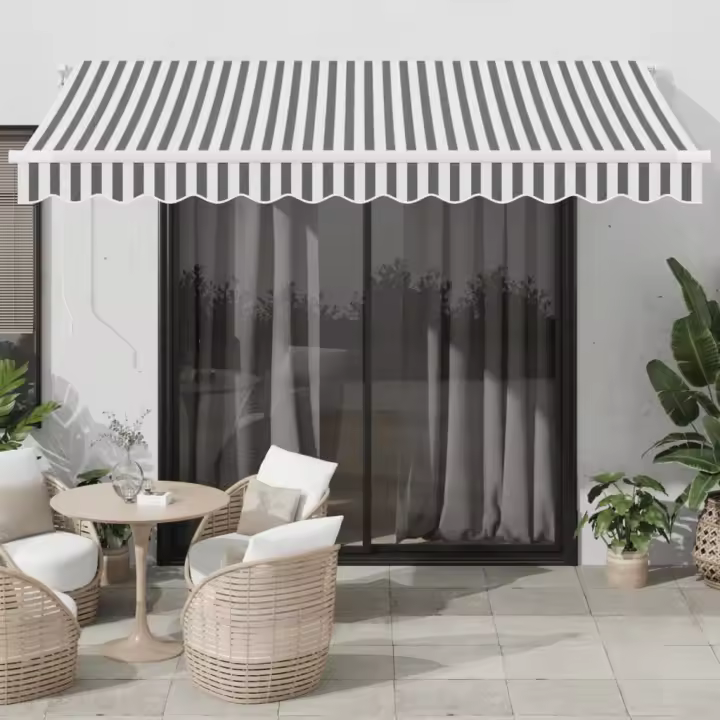 vidaXL Toldo retráctil manual con LED antracita y blanco 350x250 cm - 1