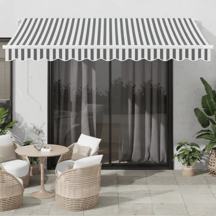 vidaXL Toldo retráctil manual con LED antracita y blanco 350x250 cm - 1