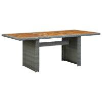 vidaXL Mesa de jardín ratán sintético madera maciza acacia gris oscuro en color Gris oscuro y marrón/Gris claro/gris claro y negro y más | estructura resistente ideal para salón dormitorio o estudio - details 1