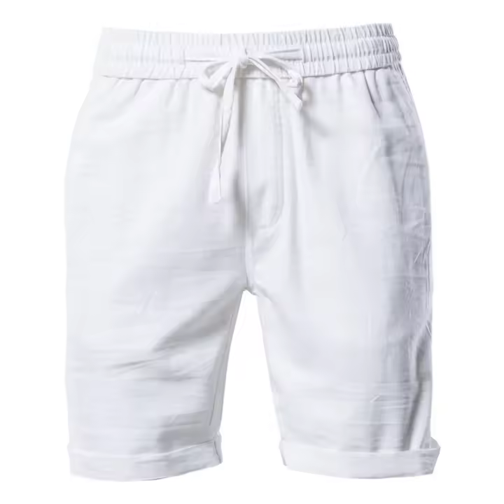 Pantalones cortos de playa de verano para hombre, pantalones cortos de algodón y lino con cintura elástica a la moda informal para hombre en 10 colores, talla europea - 1