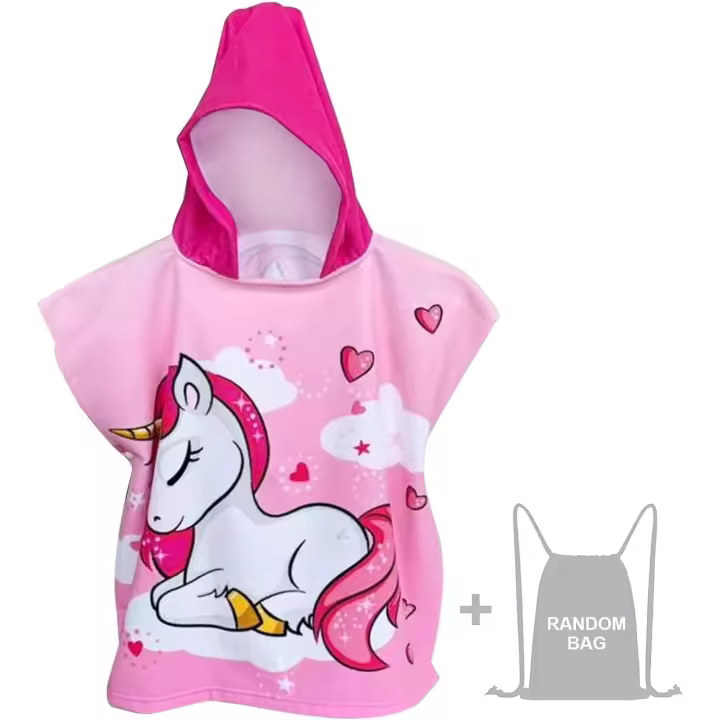 MULTIHOGAR- Toalla de Playa Infantil con Capucha  Toalla de Baño Poncho Toalla Poncho Surf para Niñas Niños de 2 a 8 años - 1