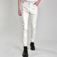 Pantalones De Cuero Para Hombre Ajustados Con Stretch Moda PU Para Fiestas Y Baile Cierre De Cremallera Estilo Chic - details 8