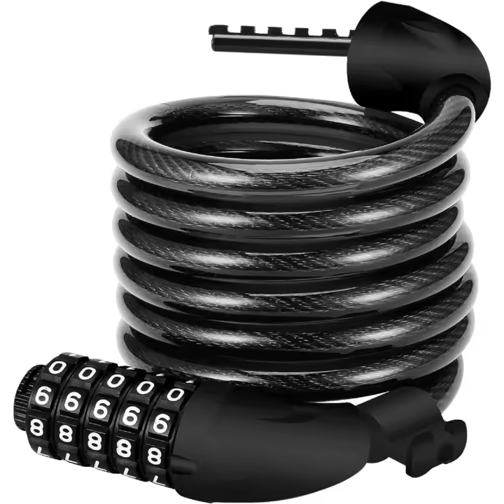 Candado para bicicleta, Candado largo para bicicleta 120cm x 12mm, Candado de cable para bicicleta, scooter, moto, puerta de bicicleta con código inteligente de 5 dígitos y cochecito de bicicleta, Candado antirrobo para bicicleta - 1