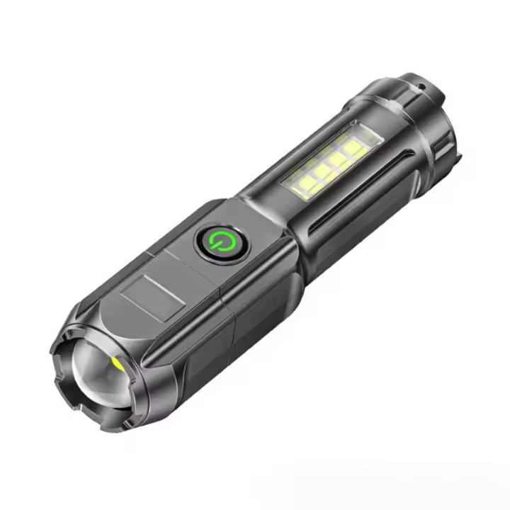 Linterna Potente De Exterior Portátil Con Telescopio Y Luz Secundaria COB Fuente De Luz Doble Linterna LED Ajustable Impermeable - 1
