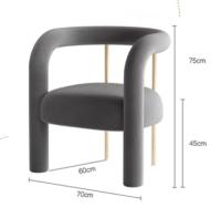 Silla curvada en terciopelo gris Claro - details 4