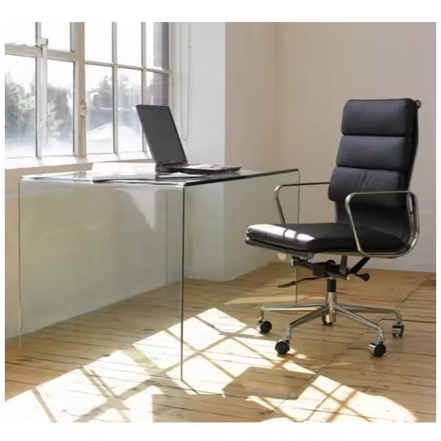 Mesa APOLO, cristal curvado transparente, 125 x 70 cms - 1