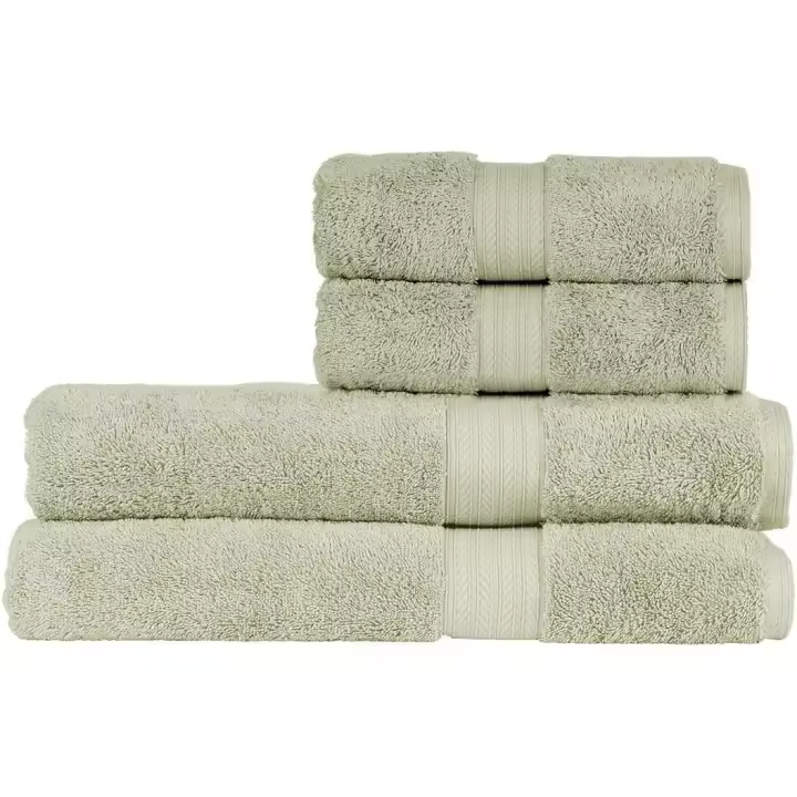 Christy Renaissance 4 Piece Bath Sheet Set | Thyme Green | 100% Egyptian Cotton Pile | Luxuriously Soft and Super Absorbent | 675 GSM | 2 Bath Sheets 2 Hand Towels - 1