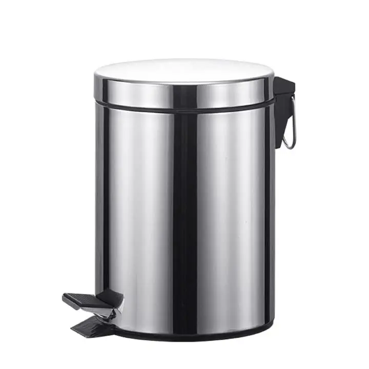 Cubo de Basura con Pedal, Acero Inoxidable, Papelera Baño, Capacidad de 3L/5L/7L/9L/12L - 1