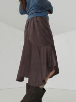 IAMSURE Falda Midi Asimétrica Elegante Y Casual Para Mujer Alta Cintura Poliéster Otoño Primavera Moda Básica 2024 - details 14