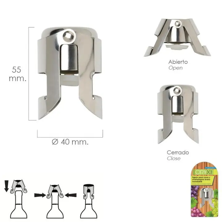 Tapon para cava y champagne acero inoxidable - 1
