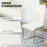 HOMCOM Juego de 4 Sillas de Comedor, Sillas de Cocina con Asiento y Respaldo Acolchado, Tapizado en Terciopelo, Patas de Acero, para Oficina, Conferencia, Sala de Estar, Crema - details 4
