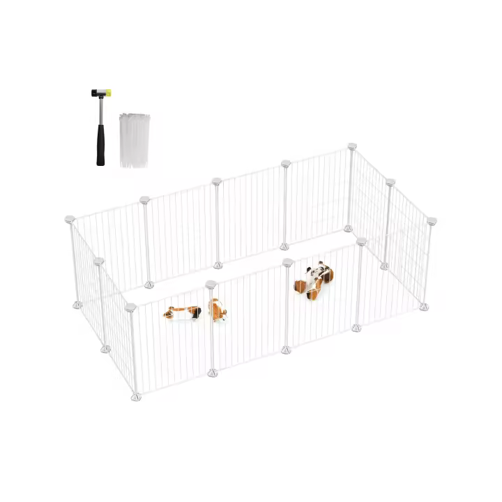 SONGMICS Jaula para Mascotas, Valla Metálica para Hámster, Conejitos, Parque de Mascotas en Bricolaje, para Animalitos, Negro/Blanco - 1
