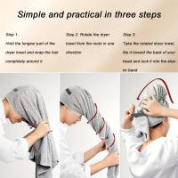 Toalla De Pelo De Microfibra Extra Grande Con Cinta Elástica Secado Rápido Ultra Absorbente Suave Turban Para El Cabello - details 7