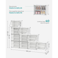 Zapatero modular con 10 compartimentos, mueble de plástico versátil con puertas, estructura de acero, cubos de 30x40x30 cm - details 7