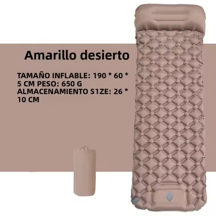 Almohadilla De Dormir Inflable Ultraligera Para Camping Con Bomba Integrada Para Senderismo Mattress Compacto Y Ligero Con Kit De Reparación - 1