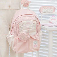 Mochila Grande Para Niñas Estilo Coreano Y2K Con Cordón Nueva Moda Estudiante Bolsa De Viaje Para Chicas De Secundaria Material Nylon - details 2