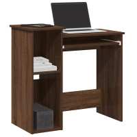 vidaXL Escritorio con estantes contrachapada hormigón 84x40x78 cm en color Gris hormigón/Madera antigua/Negro y más | estructura resistente ideal para salón dormitorio o estudio - details 6