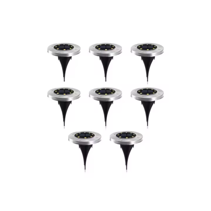 Mediawave tienda 8 piezas Luz de carga solar 8 LED luz fría impermeable al aire libre - 1