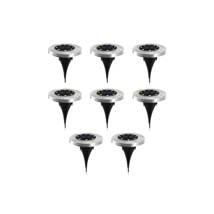 Mediawave tienda 8 piezas Luz de carga solar 8 LED luz fría impermeable al aire libre - 1