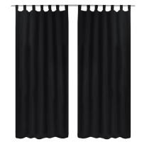 vidaXL 2x Cortinas Micro-Satinadas con Trabillas Separador 140x225 cm Color Burdeos,  Negro,  Beige y mas - details 1