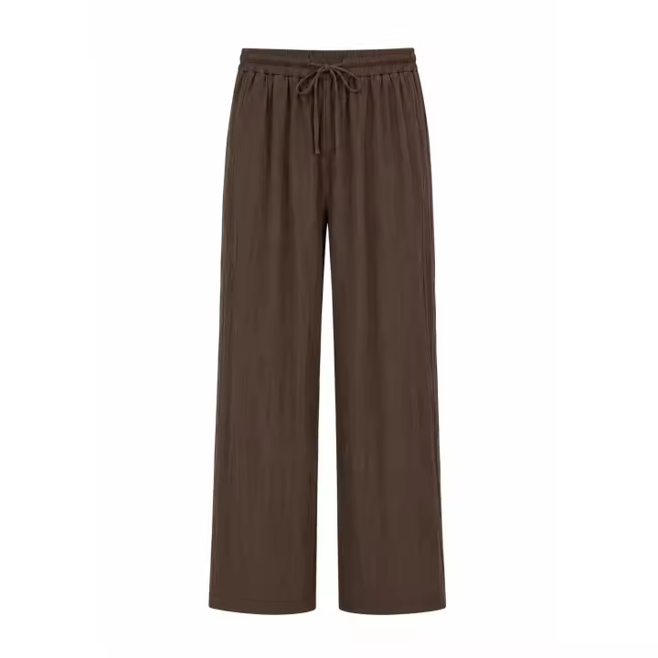 Pantalón Palazzo Femenino de Corte Ancho y Silueta Elegante — Tejido Suave y Cómodo con Cintura Elástica Ajustable, Perfecto para Looks Casuales y Mediterráneos en Verano - 1