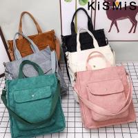 Bolso De Hombro Para Mujer De Corduroy Y Tela Con Bolsillo Exterior Bolso De Compras Casual Para Estudiantes Bolsa De Libros - details 8