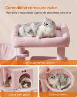Árbol para Gatos Grandes con Vivienda, Rampa, Hamaca y Pompón - Disponible en Blanco Crema o Rosa Jalea - details 11
