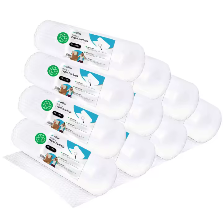 Rollo Plástico de Burbujas, Rollo de Burbujas Reciclado para Embalar, Plástico de Burbujas para Mudanzas, Embalajes y Cajas, Plástico de Burbujas para Embalaje · m-office (50cm x 10m, 10 und) - 1