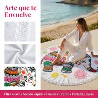 Toalla de Playa Redonda Bohemia Elefante 150cm con Flecos, MEJORADA, Microfibra Antiarena, Secado Rápido 580g, Manta Mandala para Playa, Yoga, Picnic y Decoración - details 3