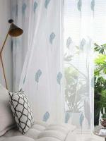 Cortina De Ventana De Tela 100% Poliéster Estilo Nórdico Sencillo Y Moderno Con Bordado Pequeño Árbol Diseño Fresco Hasta El Piso - details 4