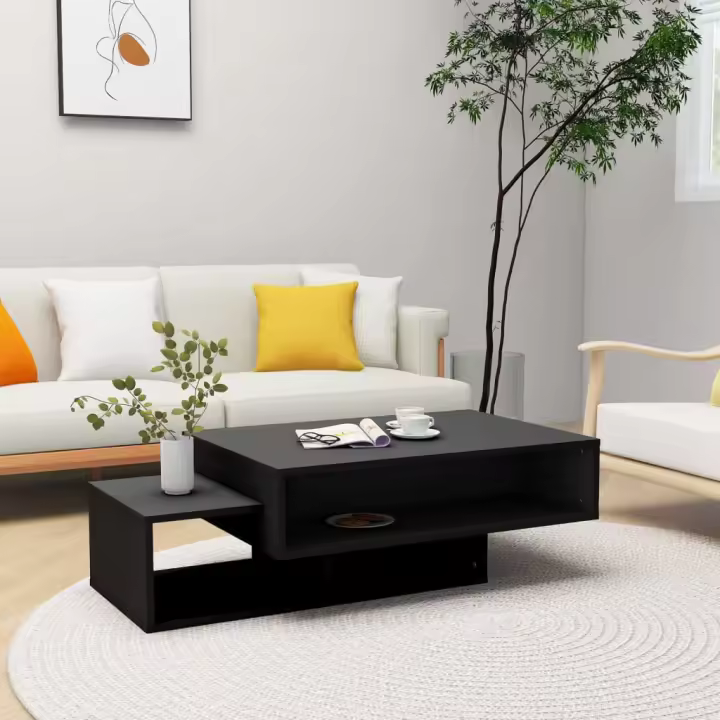 vidaXL Mesa de centro madera ingeniería negra 105x55x32 cm - 1