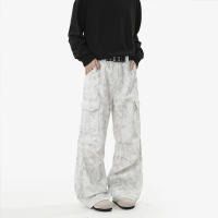 Pantalones De Mezclilla Casuales Para Hombre Con Diseño De Dobladillo Ancho Y Múltiples Bolsillos Jeans De Moda Con Cierre De Cremallera Y Estilo Callejero Diario - details 4