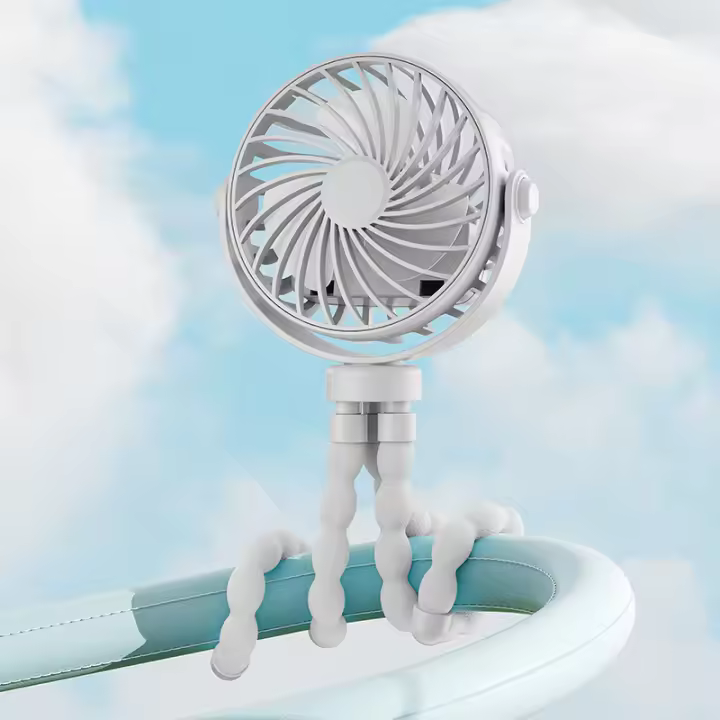 Ventilador de mano VHV - Ventilador portátil recargable - Negro - Ventilador de mesa inalámbrico - Mini ventilador para cochecito - 3 modos - Mini ventilador - Ventilador para festivales - Ventilador pulpo - 1
