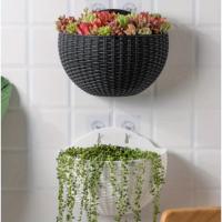 Maceta De Medio Círculo Estilo Europeo Imitación Rattan Colgante Para Pared Florero Para Exteriores Y Balcones Del Hogar - details 4